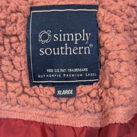 Simply Southern Sherpa Puffer Jacket Rose Pink Teddy Fleece XLarge Comfy Fun - Picture 4 of 14